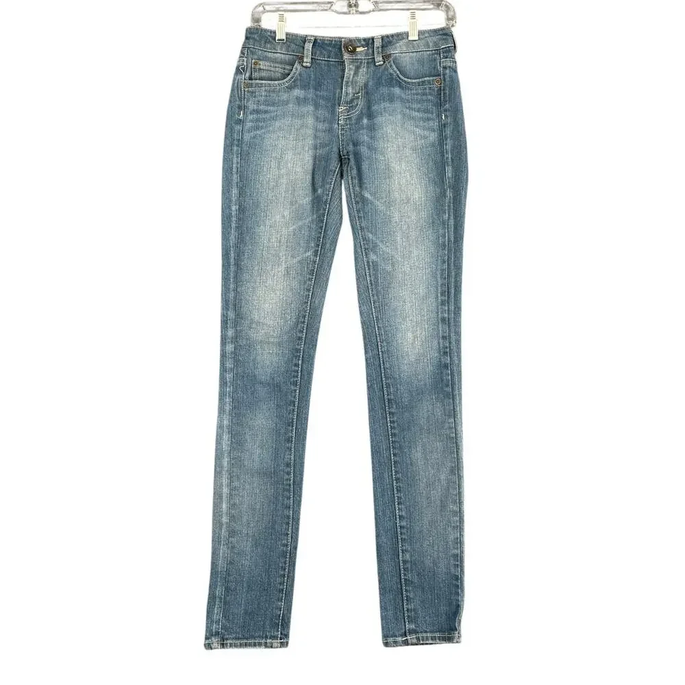 earth music ecology Blue Wash Skinny Leg 5 Pocket Design Jeans‎ Small